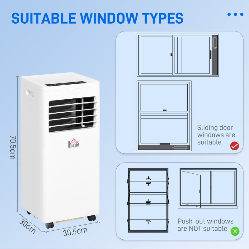 HOMCOM 5000 BTU Air Conditioning Unit, 3-in-1 Portable Air Conditioner, Dehumidifier, Cooling Fan with 2 Speeds, 24H Timer, Remote Control, Digital Display, Window Venting Kit, 12m²