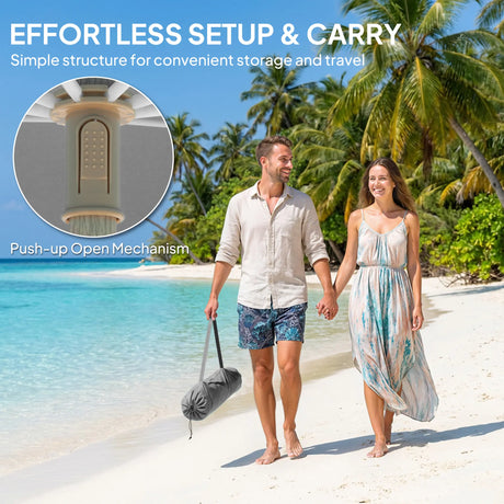 Outsunny 1.7 m Beach Umbrella with Sand Anchor, 30 Tilting Fringed Beach Garden Parasol with Adjustable Height, Grey