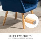 HOMCOM Armchair Accent Chair Wide Arms Slanted Back Padding Steel Frame Wooden Legs Home Bedroom Furniture Seating Blue