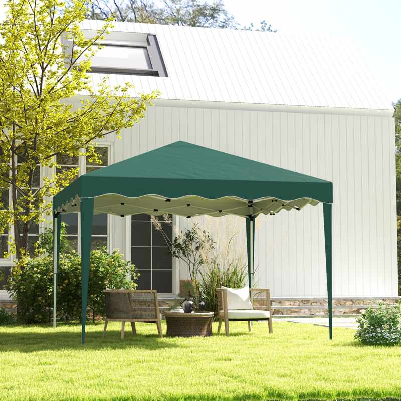 Outsunny 3 x 3cm Adjustable Height Pop-Up Gazebo, with Bag - Green