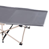 Outsunny Single Steel Frame Portable Camping Cot, with Carry Bag - Grey