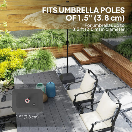 Outsunny Fillable Garden Parasol Base, Heavy Duty Parasol Base Stand Outdoor Umbrella Stand, Filled Up to 24kg with Sand or 20kg with Water, Sun Umbrella Base for 38 mm Poles, Black