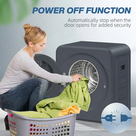 HOMCOM Vented Tumble Dryer, 4kg Front Tumble Dryer with Stainless Steel Tub, 800W Compact Freestanding Grey