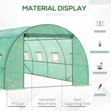 Outsunny Walk-in Polytunnel Greenhouse, Outdoor Garden Tunnel Greenhouse Tent with Zipped Roll-Up Door and 8 Mesh Windows, 6 x 3M