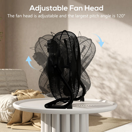 HOMCOM Metal Floor Fan with Tilting, High Velocity, 3 Speed, Portable Gym Fan for Home Office, Black