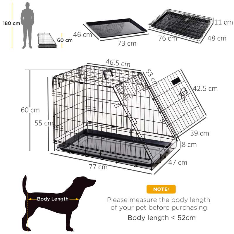 Pawhut Trapeze Collapsible Dog Pet Travel Box Cage Removable Tray 77 x 47 x 55cm