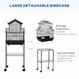 PawHut Metal Bird Cage with Plastic Swing, Perch, Food Container, Tray, Handle, for Finches, Canaries, Budgies, 50.5 x 40 x 63cm