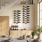 HOMCOM Wall Mounted Wine Rack, 8 Tier Metal Wine Display Rack, Storage Holder for Kitchen, Black