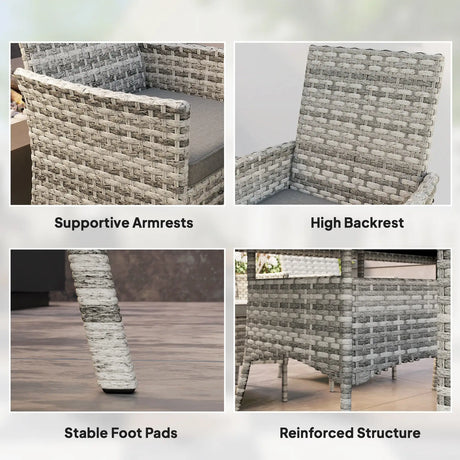 Outsunny Seven-Piece Rattan Dining Set - Mixed-Grey