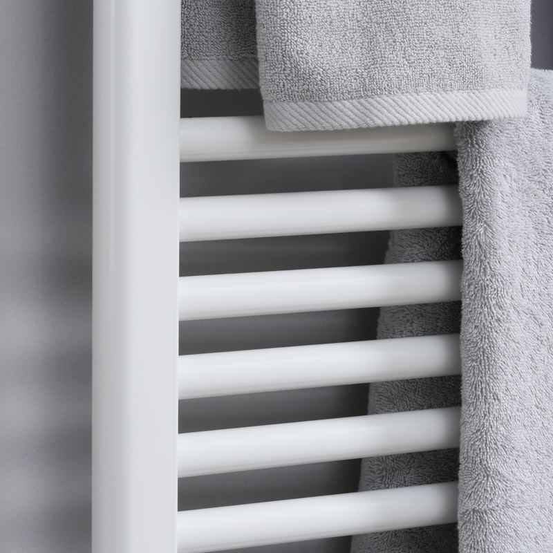 HOMCOM Curved Heated Towel Rail, Hydronic Bathroom Ladder Radiator Towel Warmer For Central Heating 600mm x 1200mm, White