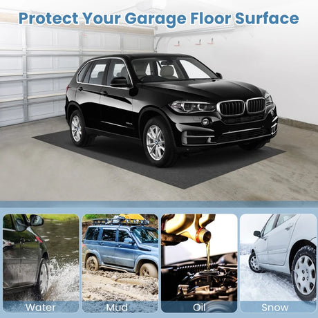 Waterproof Floor Mat 180 x 150 cm Reusable and Washable Non-Slip Car Mat with Absorbent Double-Sided Adhesive Tape Grey