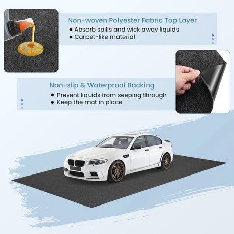 Waterproof Floor Mat 600 x 220 cm Reusable and Washable Car Anti-Slip Mat with Absorbent Double-Sided Adhesive Tape Grey