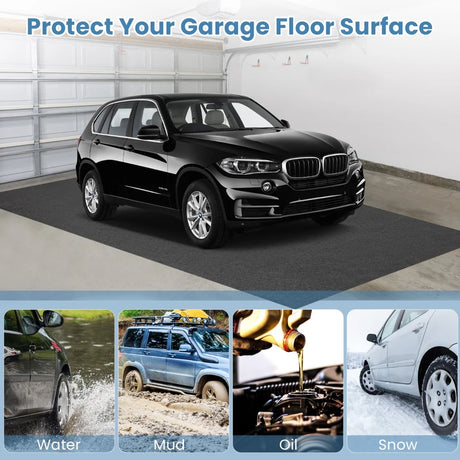 Waterproof Floor Mat 600 x 220 cm Reusable and Washable Car Anti-Slip Mat with Absorbent Double-Sided Adhesive Tape Grey