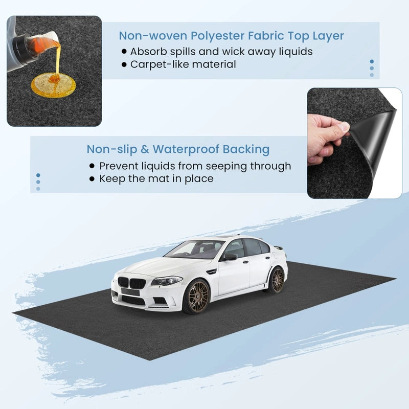 Waterproof Floor Mat 800 x 220 cm Reusable and Washable Car Anti-Slip Mat with Absorbent Double-Sided Adhesive Tape Grey