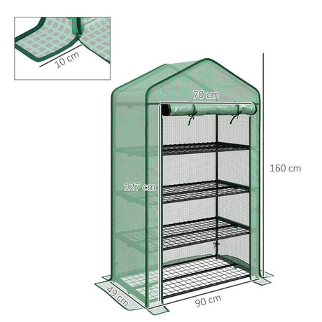 Outsunny Four-Tier Mini Greenhouse, with Reinforced Plastic Cover