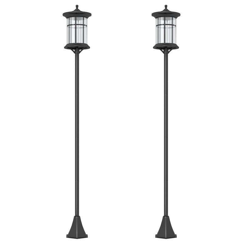 Outsunny Set of Two 1.8m Traditional Style Solar Lamp Posts - Black