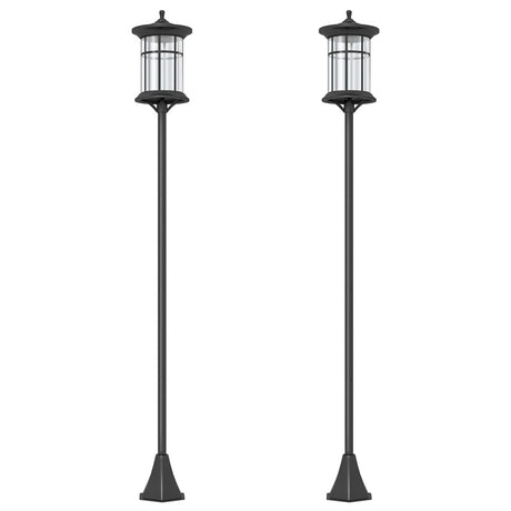 Outsunny Set of Two 1.8m Traditional Style Solar Lamp Posts - Black