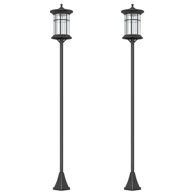 Outsunny Set of Two 1.8m Traditional Style Solar Lamp Posts - Black