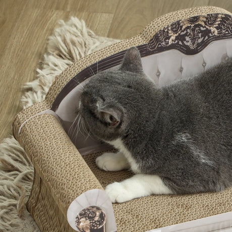 PawHut 2-in-1 Cat Scratcher with Catnip for Indoor Cats, 29.5 x 56 x 26cm, Brown