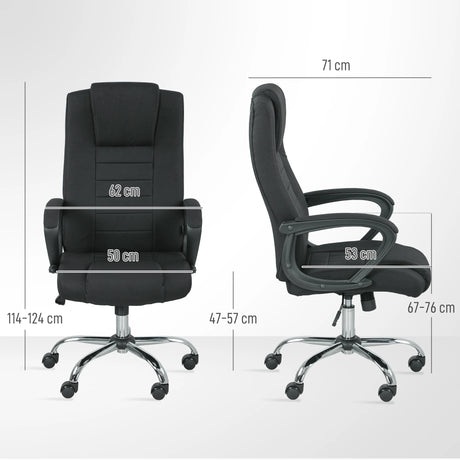 Vinsetto Linen-Look Swivel Office Chair - Black