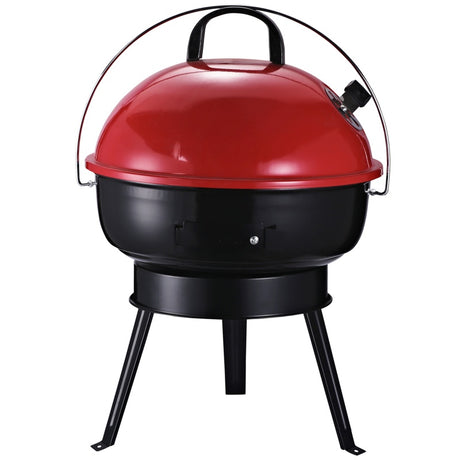 Outsunny Metal Portable Tripod Charcoal BBQ Grill Black Red