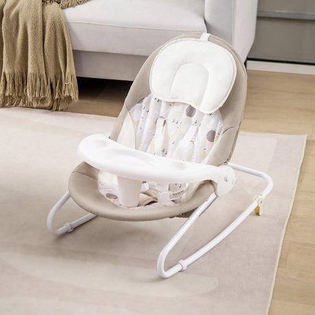 Portable 2-in-1 Baby Swing with 3 Swing Speed and 3 Timer Settings-Beige