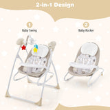 Portable 2-in-1 Baby Swing with 3 Swing Speed and 3 Timer Settings-Beige