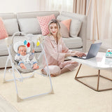 Portable 2-in-1 Baby Swing with 3 Swing Speed and 3 Timer Settings-Beige