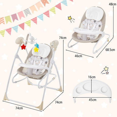 Portable 2-in-1 Baby Swing with 3 Swing Speed and 3 Timer Settings-Beige