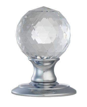 ICE FACETTED CRYSTAL KNOB - POLISHED CHROME - PAIR