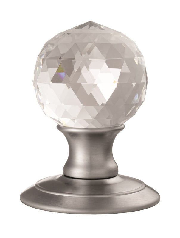 ICE FACETTED CRYSTAL KNOB - SATIN CHROME - PAIR