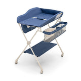 Foldable Diaper Changing Station, Height Adjustable Changing Table with Lockable Wheels-Blue
