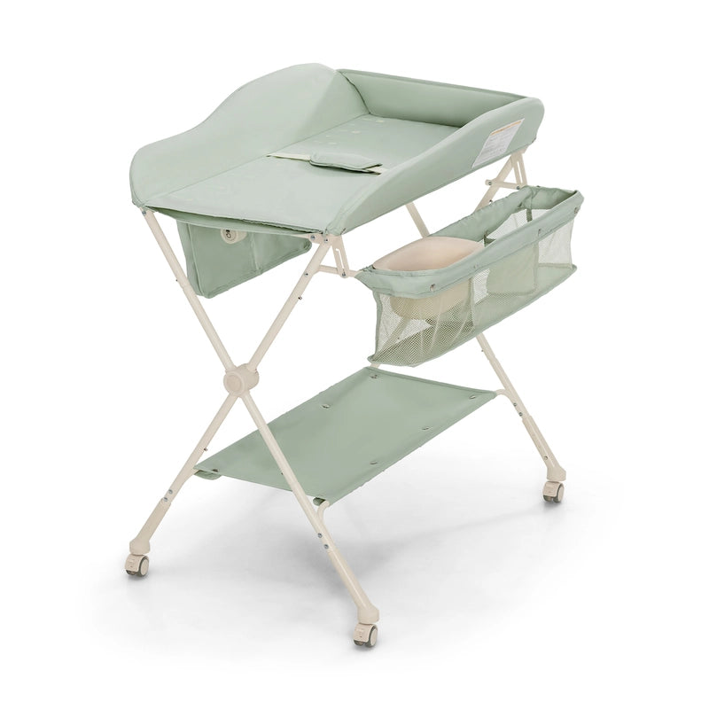 Baby Diaper Changing Table with Water Basin Wheel-Green