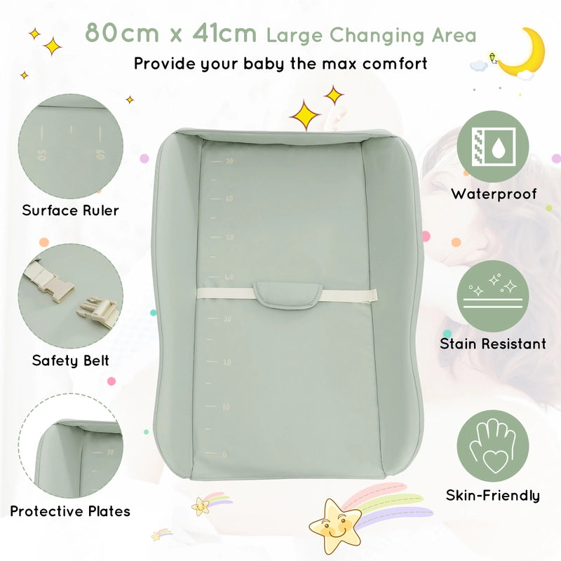 Baby Diaper Changing Table with Water Basin Wheel-Green