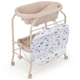 2-in-1 Baby Change Table with Bathtub and Folding Changing Station-Beige