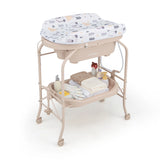 2-in-1 Baby Change Table with Bathtub and Folding Changing Station-Beige