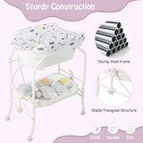 2-in-1 Baby Change Table with Bathtub and Folding Changing Station-White
