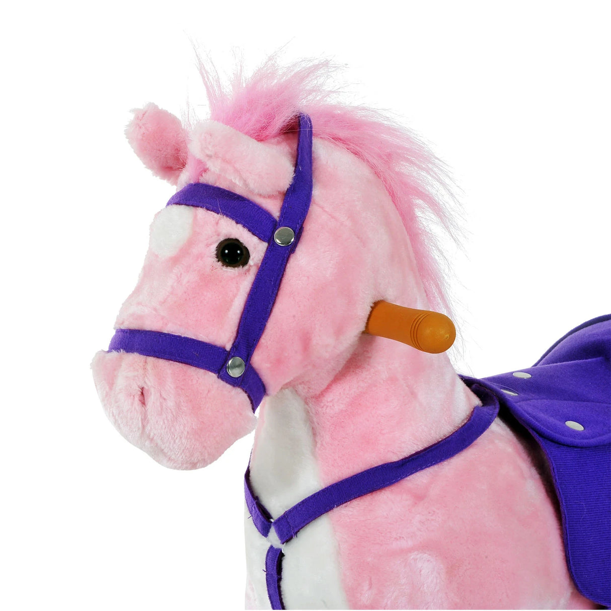 HOMCOM Rocking Horse Kids Ride on Walking Horse Animal Pony Wheeled Riding Plush Toy w/Sound for 2 Years and Up (Pink)