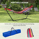 Outsunny 298 x 117cm Hammock with Stand Camping Hammock with Portable Carrying Bag, Adjustable Height, 120kg Load Capacity, Multicolour
