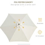 Outsunny2.6M Garden Parasol Umbrella with Tilt and Crank, Outdoor Sun Parasol Sunshade Shelter with Aluminium Frame, Cream White