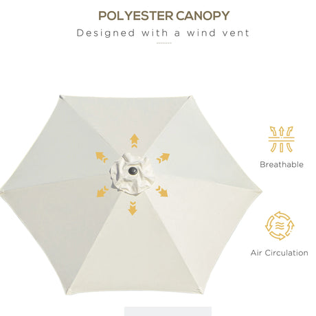 Outsunny2.6M Garden Parasol Umbrella with Tilt and Crank, Outdoor Sun Parasol Sunshade Shelter with Aluminium Frame, Cream White