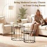 HOMCOM Elliptical Cut-Out Nesting Tables - Black