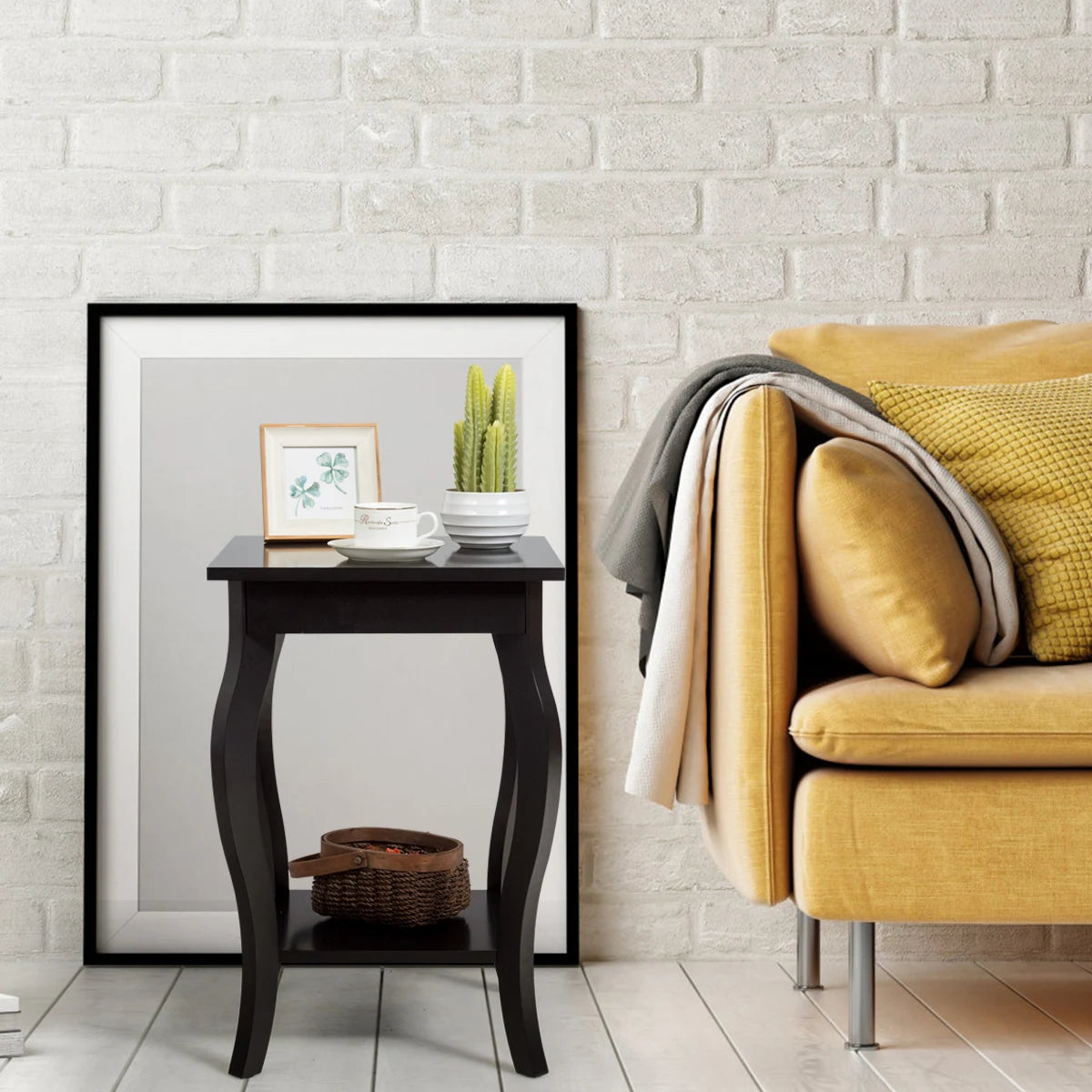 Accent Sofa End Side Table-Brown
