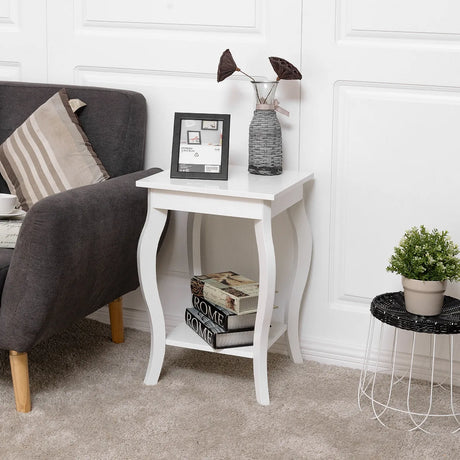 Accent Sofa End Side Table-White