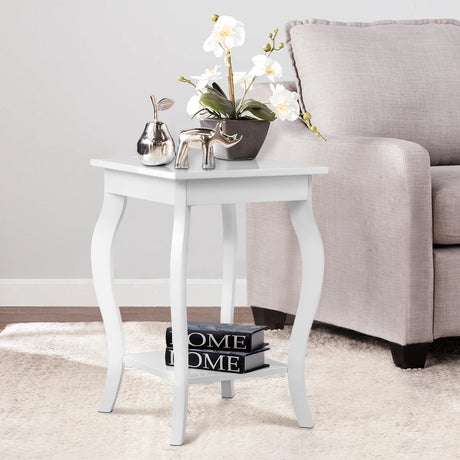 Accent Sofa End Side Table-White