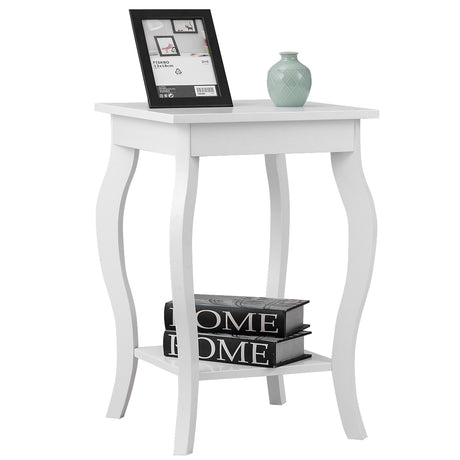 Accent Sofa End Side Table-White