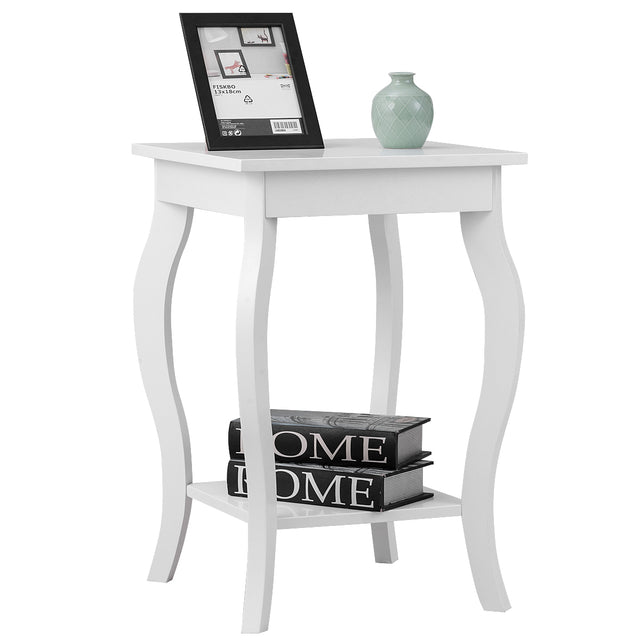Accent Sofa End Side Table-White