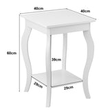 Accent Sofa End Side Table-White