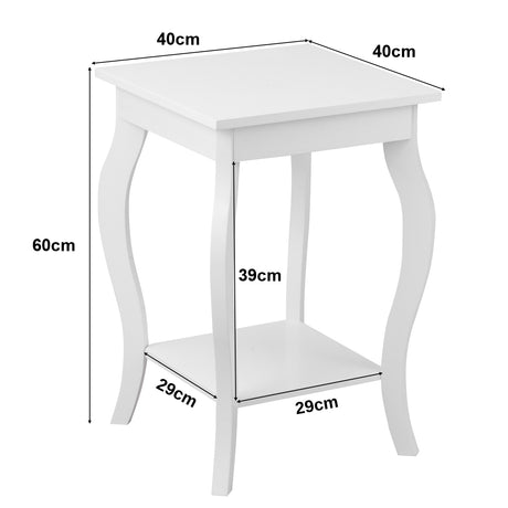 Accent Sofa End Side Table-White