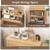 Accent Floor Storage Cabinet with Rattan Doors and Drawer-Natural